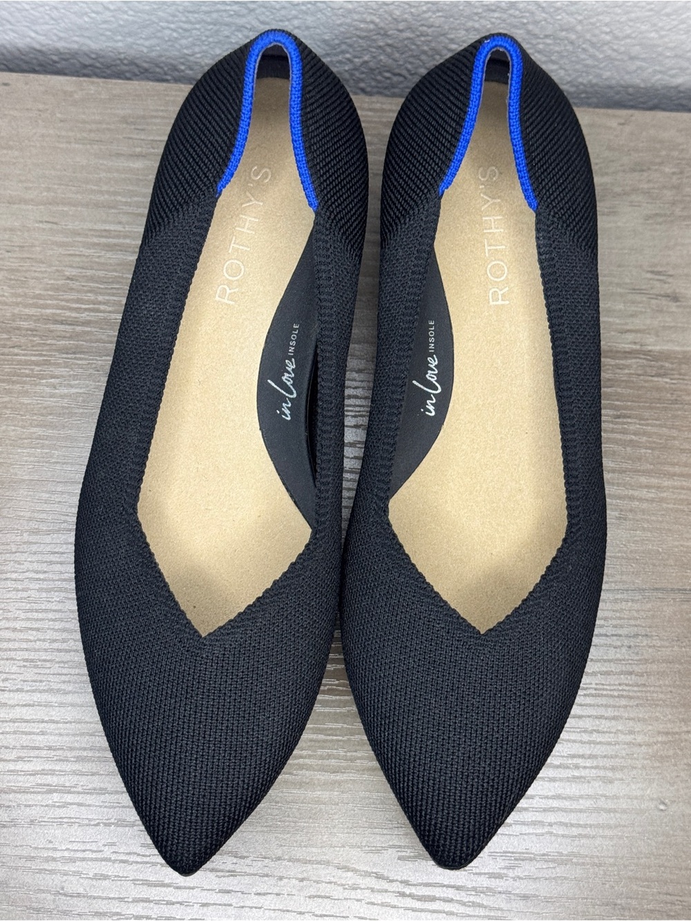Rothy’s The High Point Black Knit Pointed Toe Block Heel Pumps Women’s Size 7